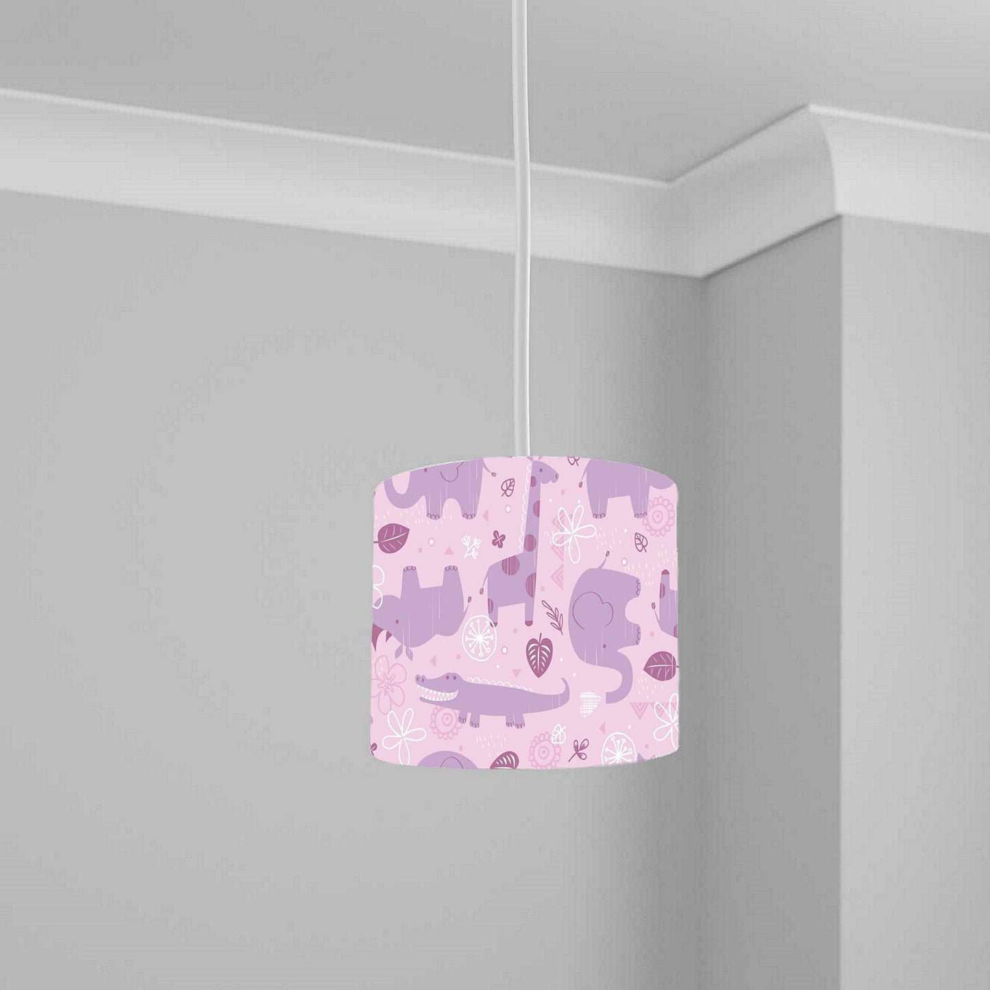 Pink Jungle Animal Print Ceiling Lampshade Lightshade for Nursery - 20cm x 18.5cm