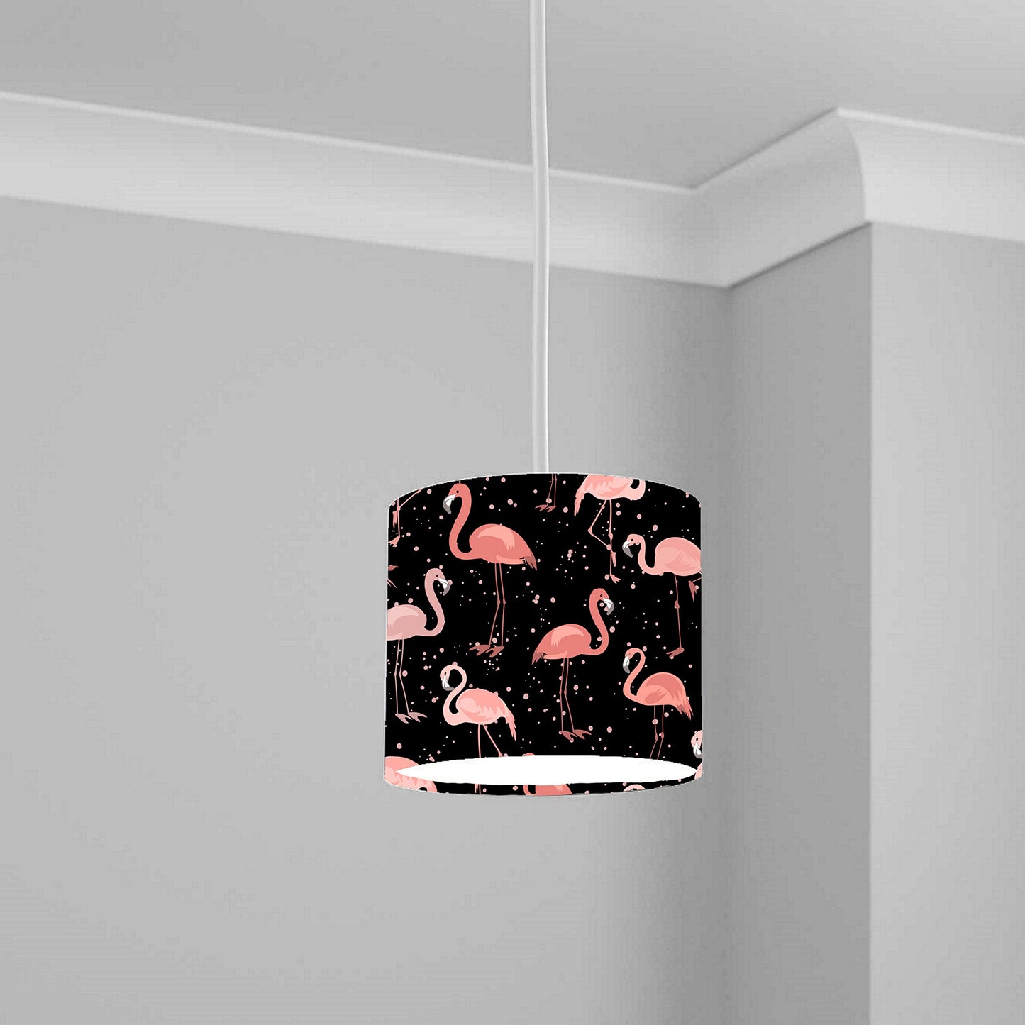 Pink Flamingo Pattern Ceiling Lampshade Lightshade for Nursery - 20cm x 18.5cm