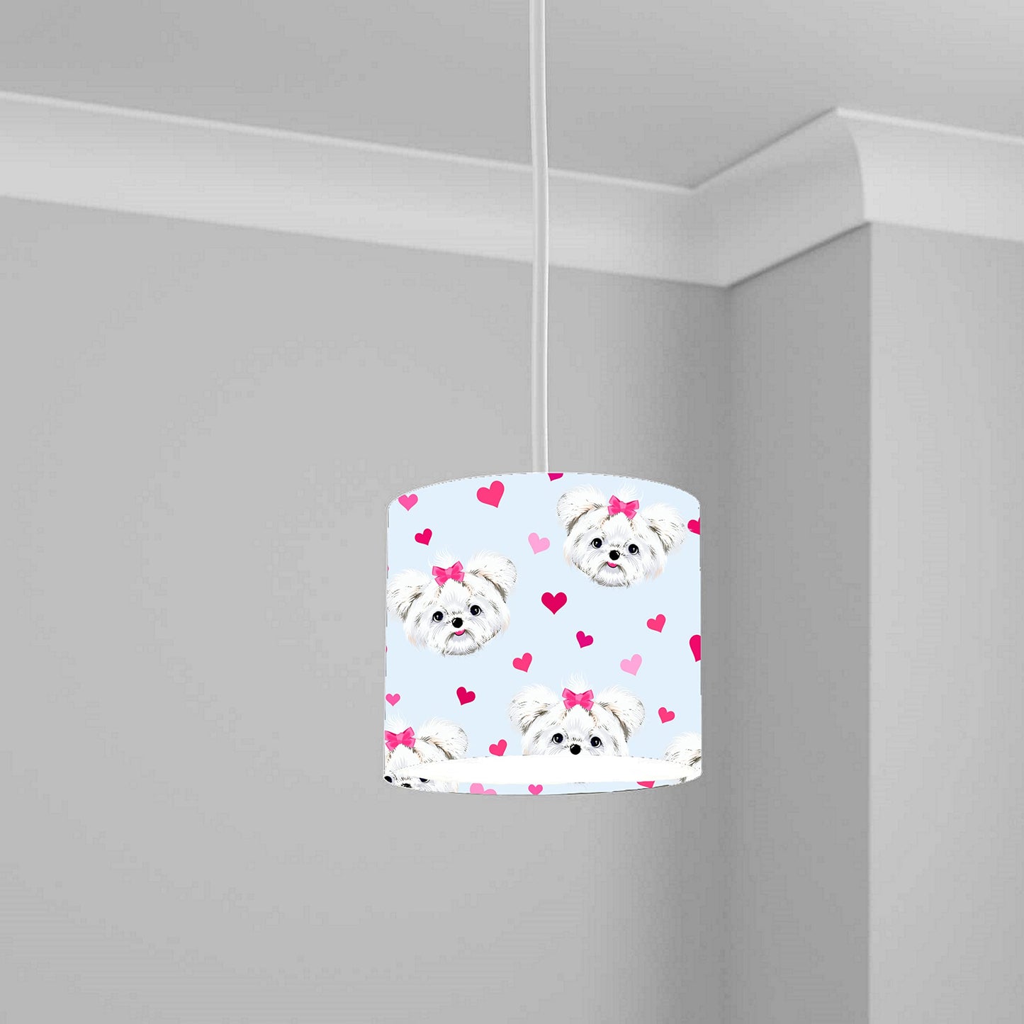 Cute Puppy Dog with Hearts Ceiling Lampshade Lightshade for Nursery - 20cm x 18.5cm
