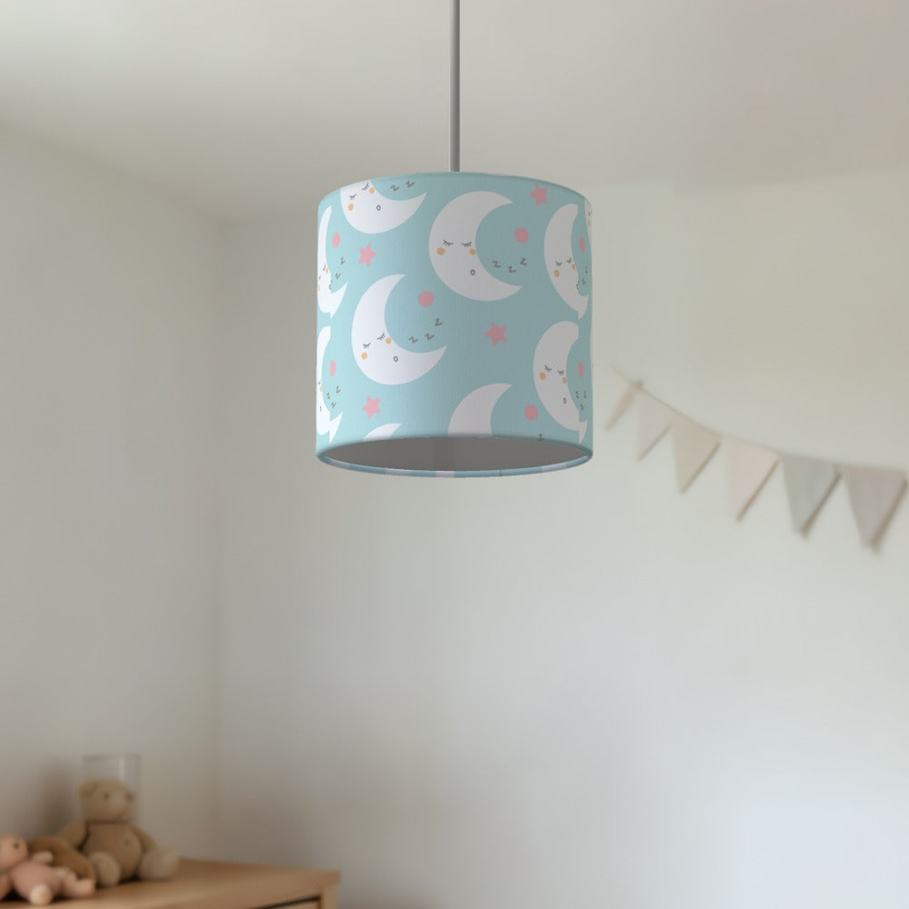 Cute Sleeping Moon and Pink Stars lampshade