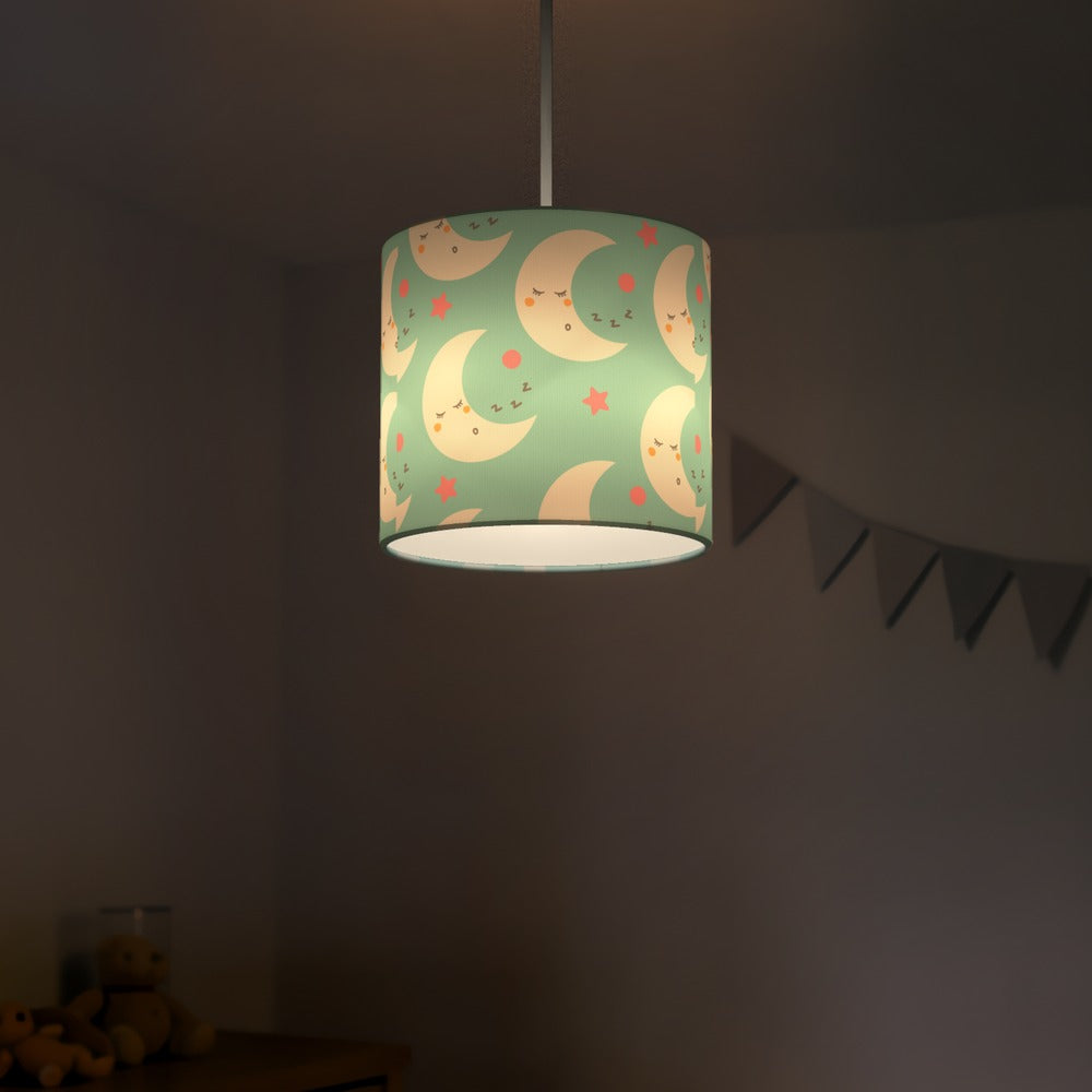 Cute Sleeping Moon and Pink Stars lampshade