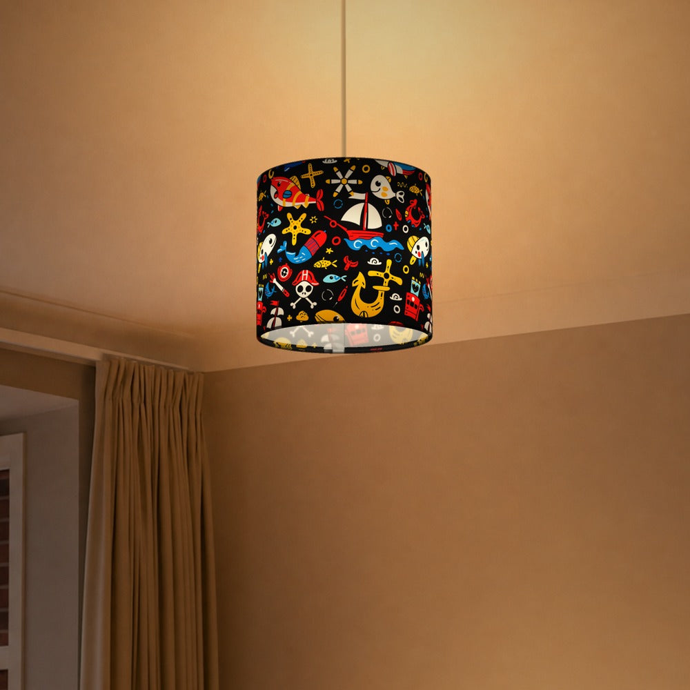 Colourful Boats and Fish lampshade