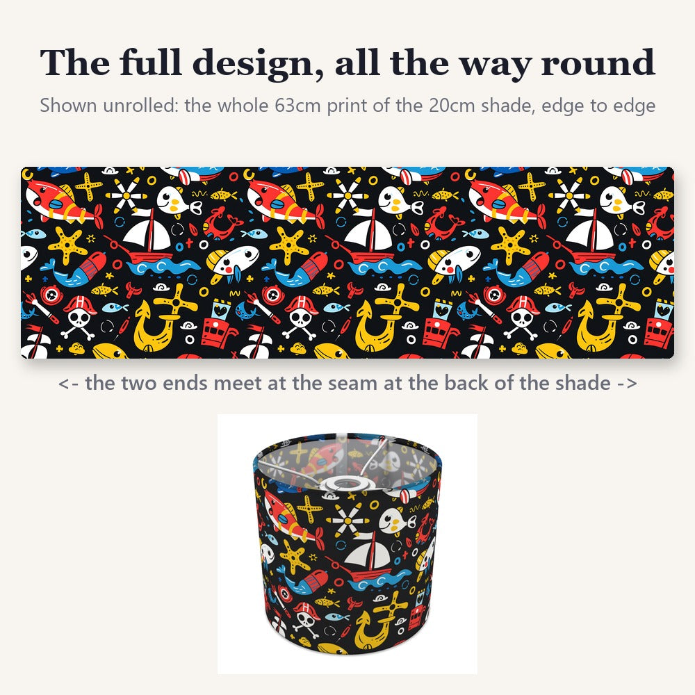 Colourful Boats and Fish lampshade