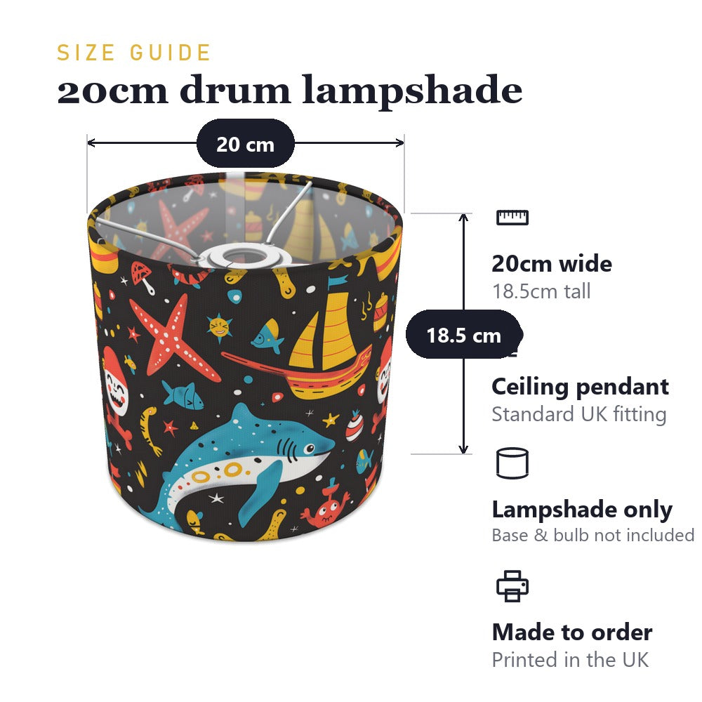 Bright Shark and Starfish lampshade