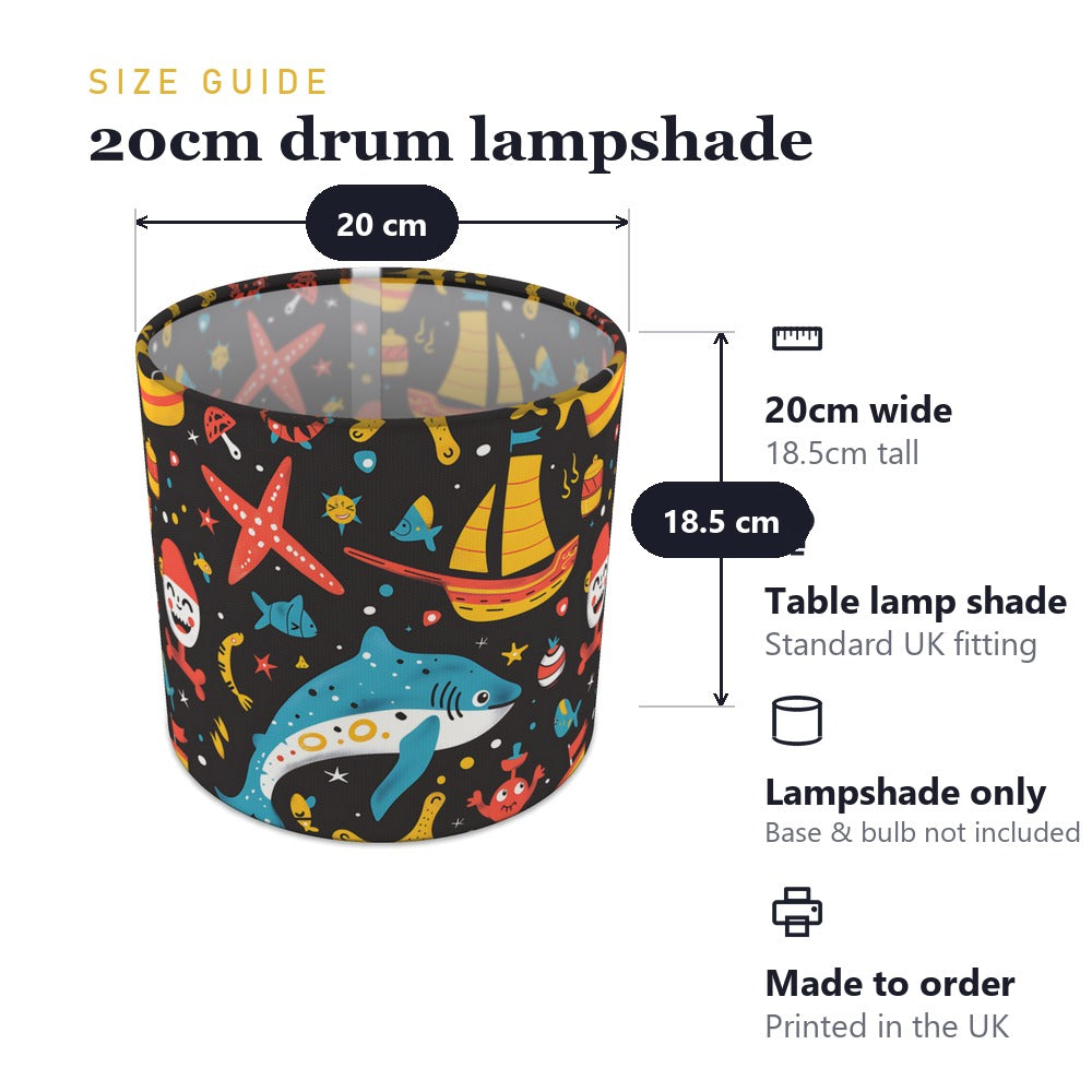 Bright Shark and Starfish lampshade