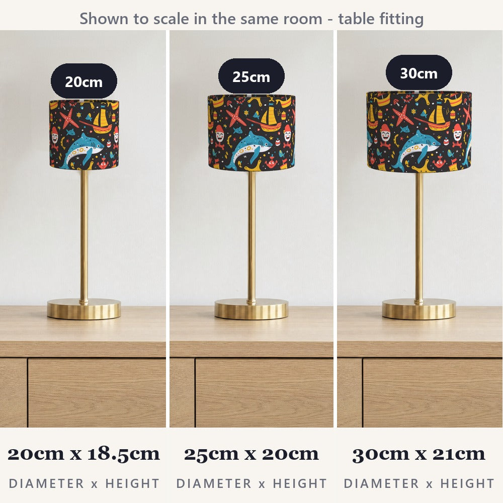 Bright Shark and Starfish lampshade