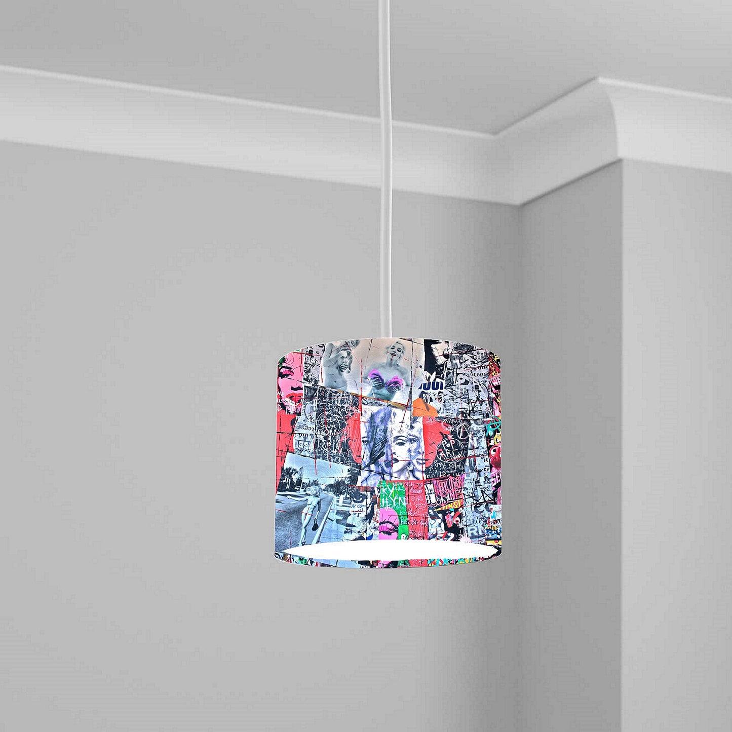 Vibrant Street Art Collage Ceiling Lampshade Lightshade for Bedroom - 20cm x 18.5cm