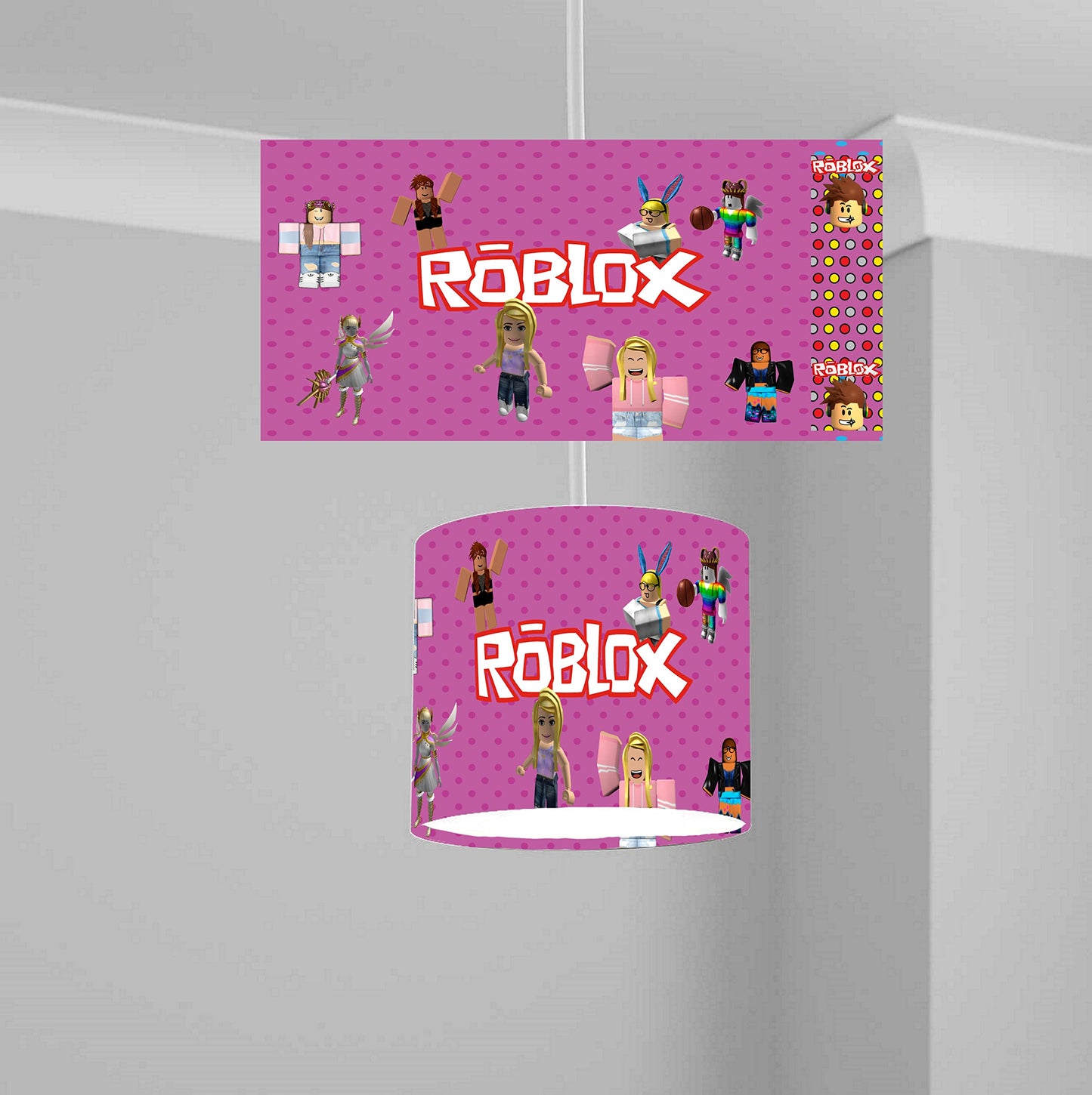 Pink Gaming Character Ceiling Lampshade Lightshade for Nursery - 20cm x 18.5cm