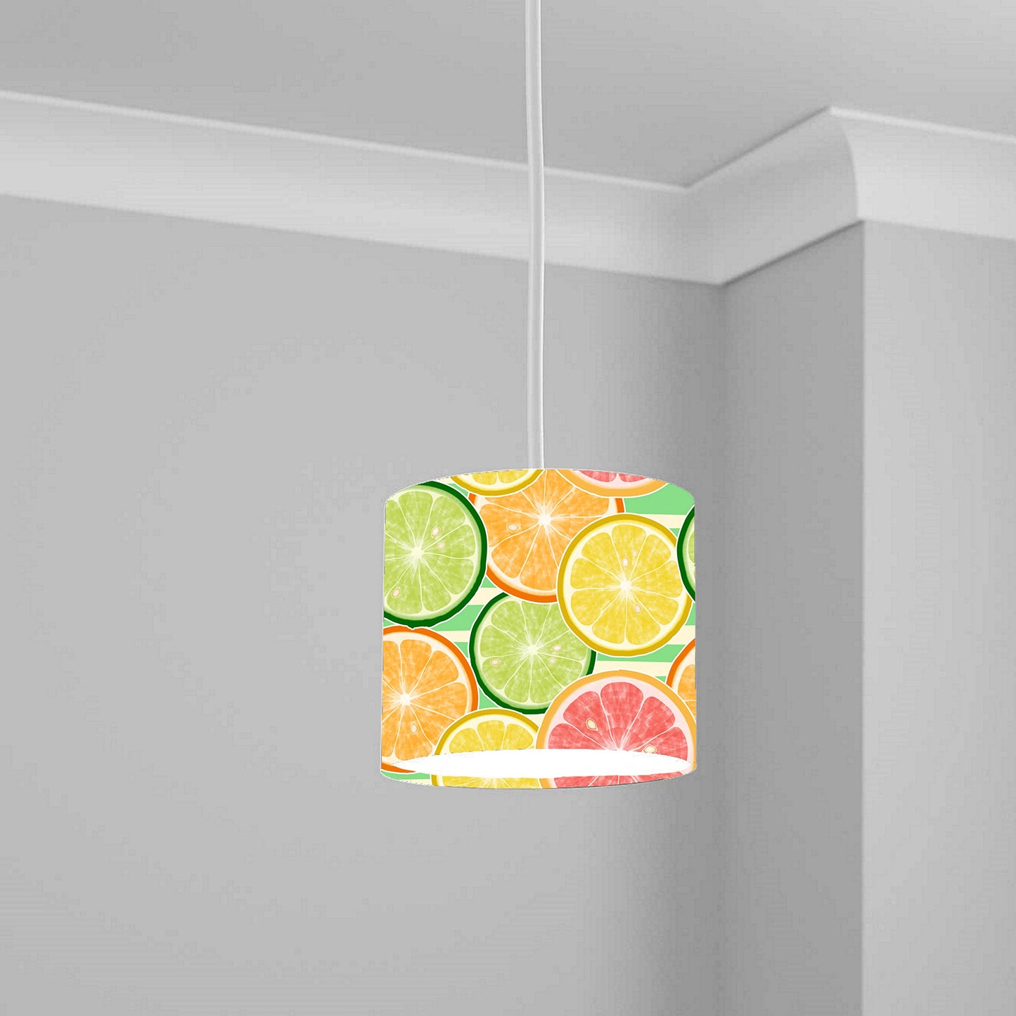 Citrus Fruit Pattern Ceiling Lampshade Lightshade for Room - Orange Lime Grapefruit Design 20cm x 18.5cm