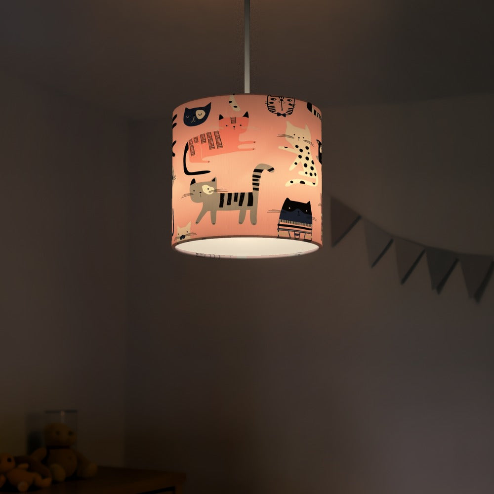 Pink Whimsical Cat lampshade