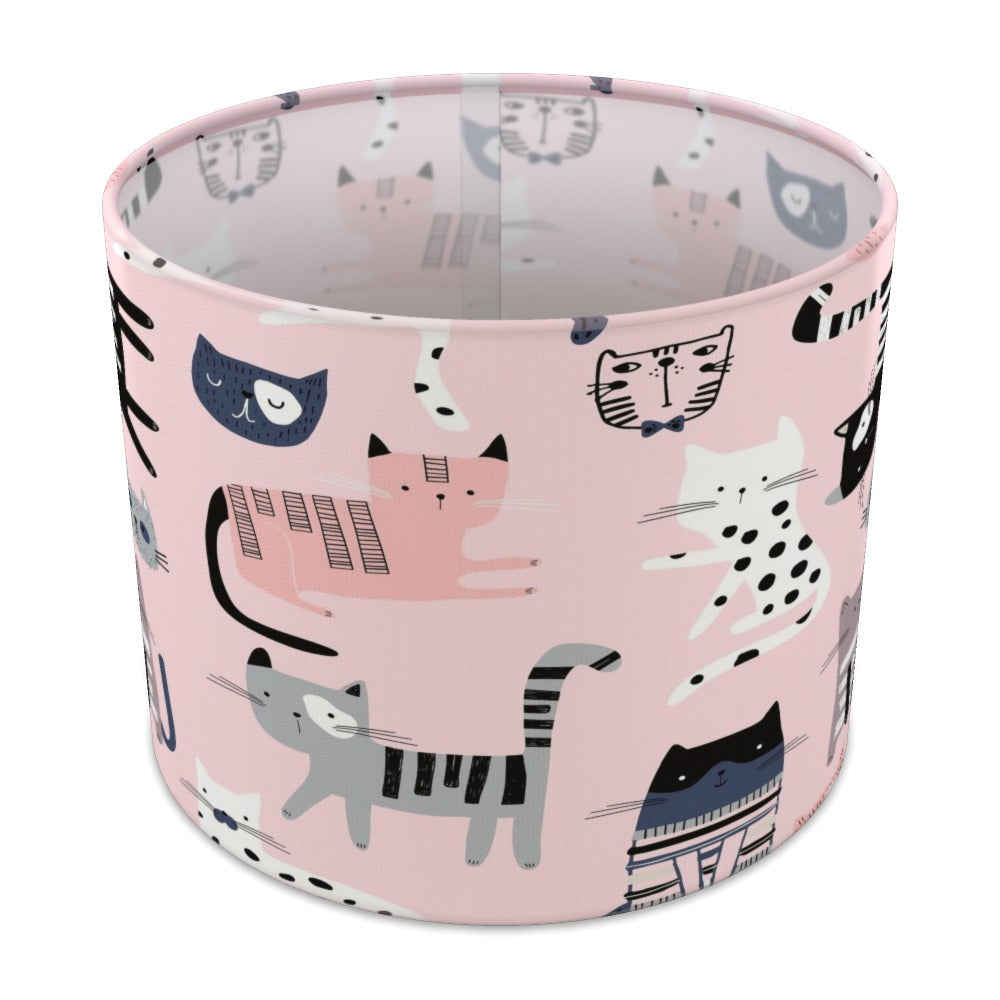 Pink Whimsical Cat lampshade - 25cm Table