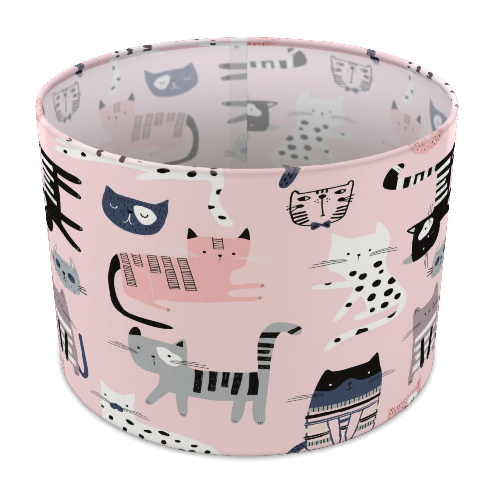 Pink Whimsical Cat lampshade - 30cm Table