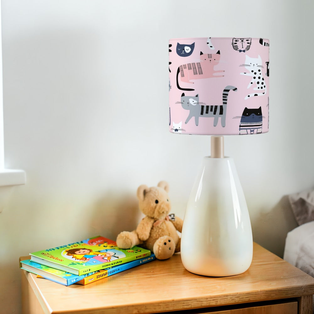 Pink Whimsical Cat lampshade