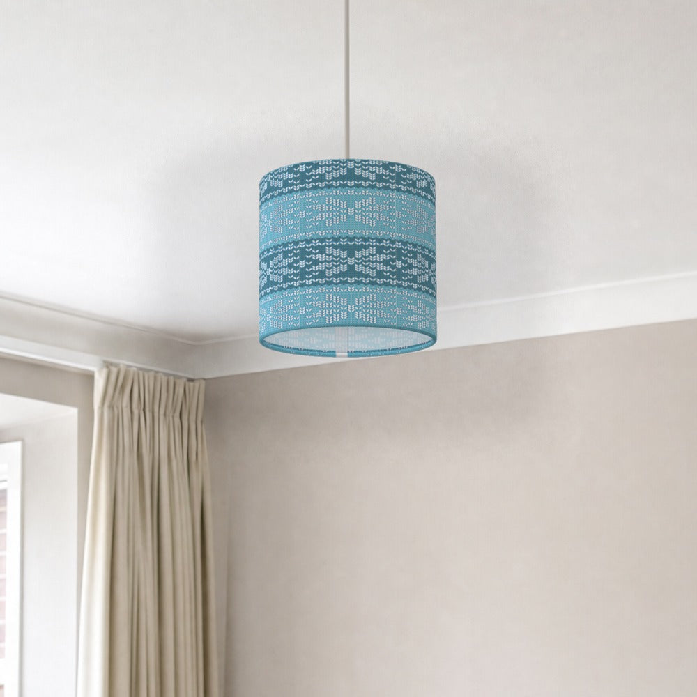Blue Nordic Knit Pattern lampshade