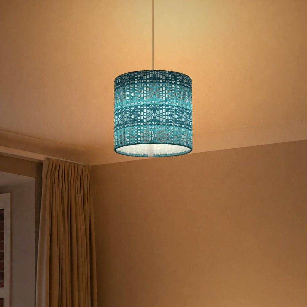 Blue Nordic Knit Pattern lampshade