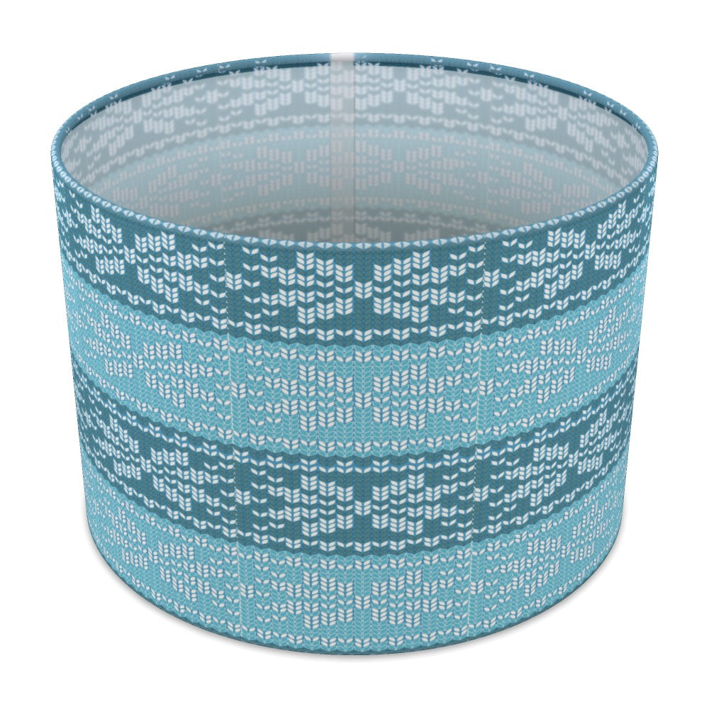 Blue Nordic Knit Pattern lampshade - 30cm Table