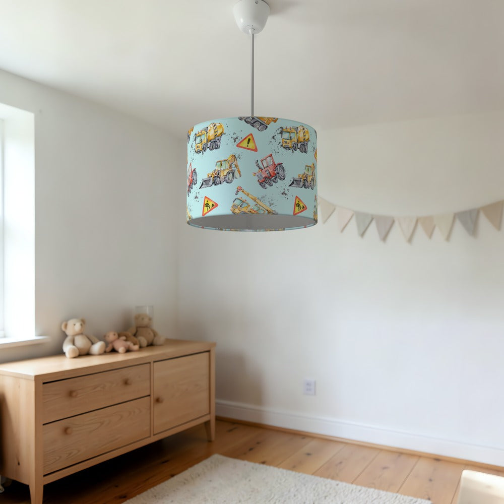 Multicolored Construction Vehicles lampshade