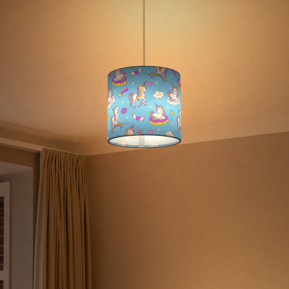 Pastel Unicorn and Rainbow lampshade