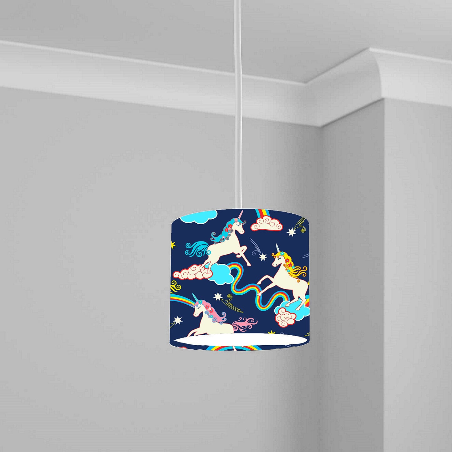 Enchanting Blue Unicorn Ceiling Lampshade Lightshade for Kids Room - 20cm x 18.5cm