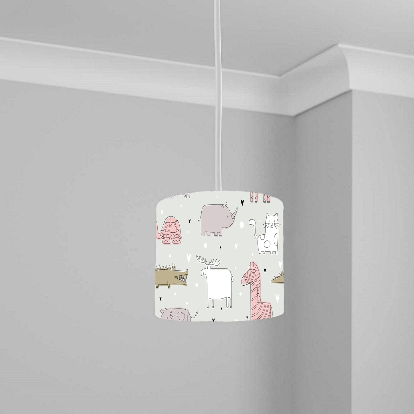 Pastel Safari Animal Print Ceiling Lampshade Lightshade for Nursery - 20cm x 18.5cm