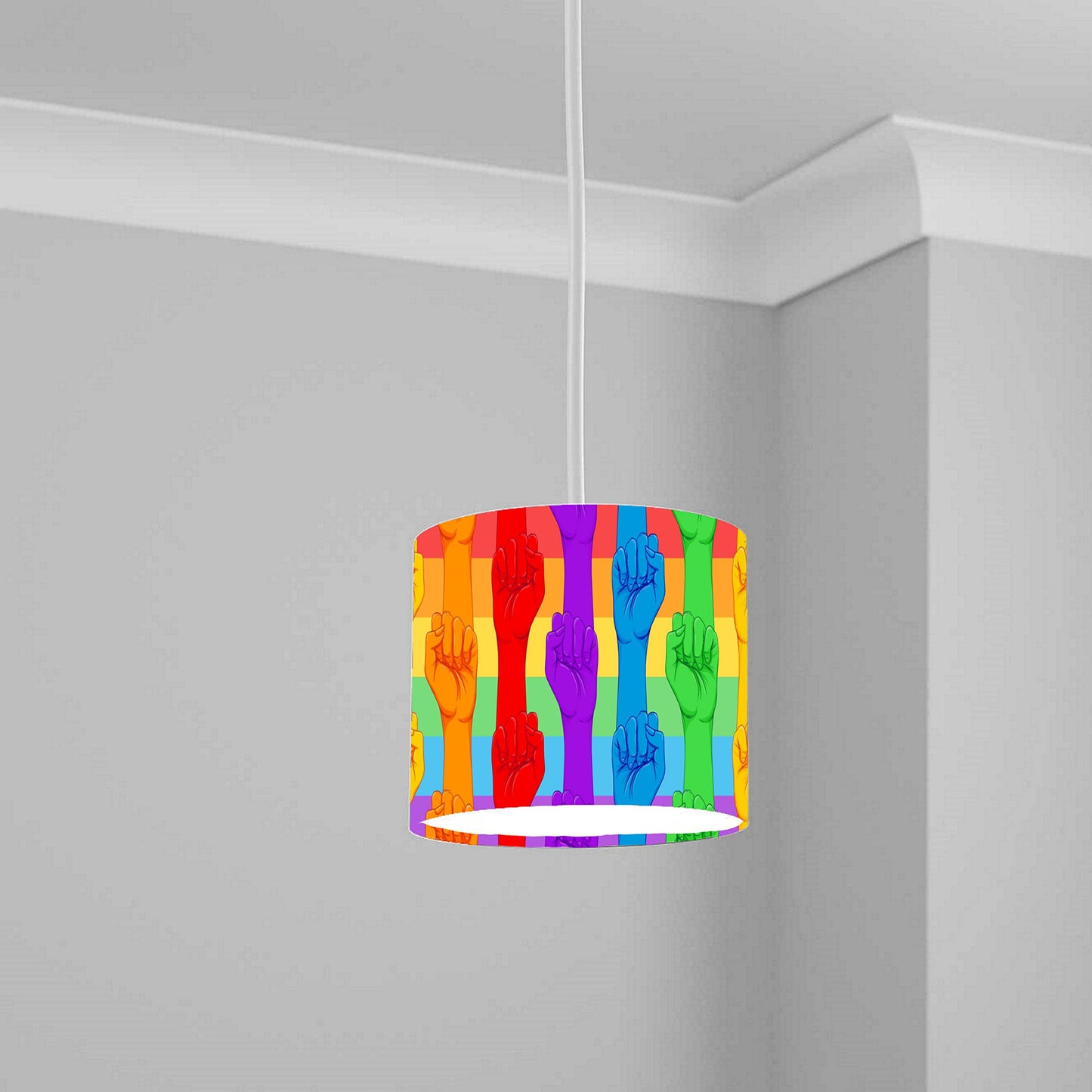 Rainbow Fist Pride Ceiling Lampshade Lightshade for Room - 20cm x 18.5cm