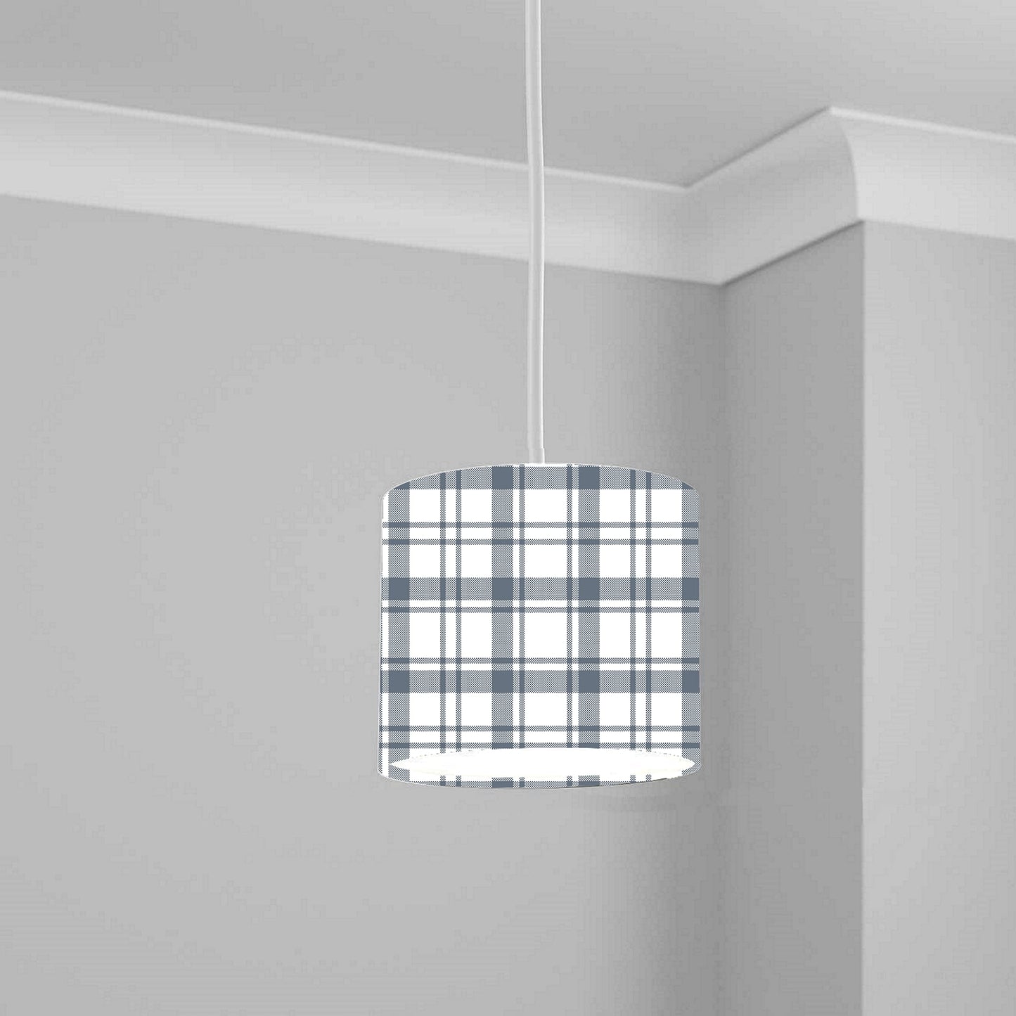 Grey Plaid Pattern Ceiling Lampshade Lightshade for Room - 20cm x 18.5cm