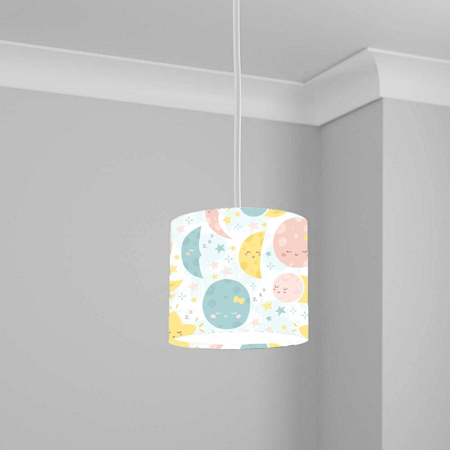 Pastel Unicorn and Stars Ceiling Lampshade Lightshade for Nursery - 20cm x 18.5cm