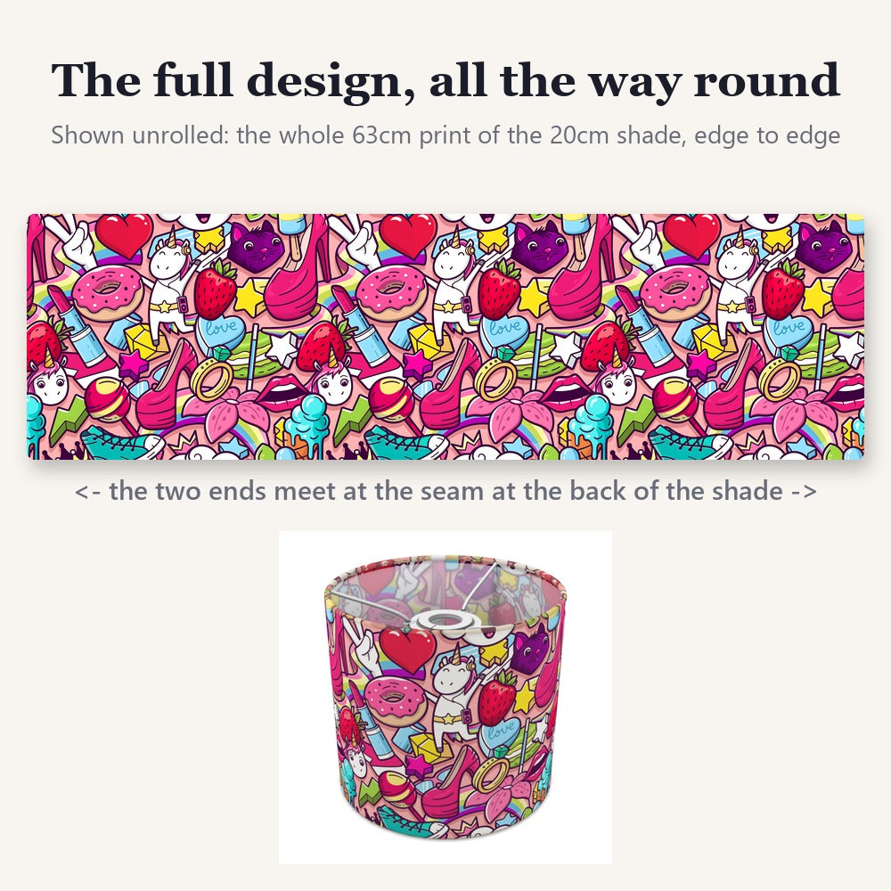 Unicorn and Hearts lampshade