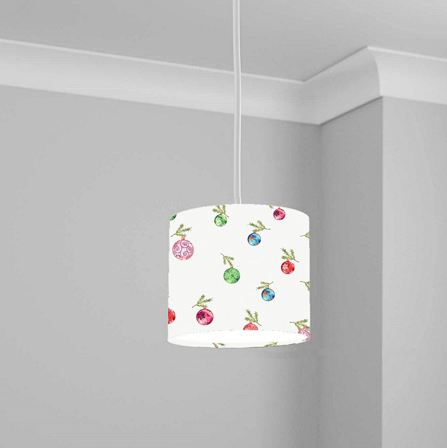 Festive Christmas Bauble Pattern Ceiling Lampshade Lightshade for Room - 20cm x 18.5cm