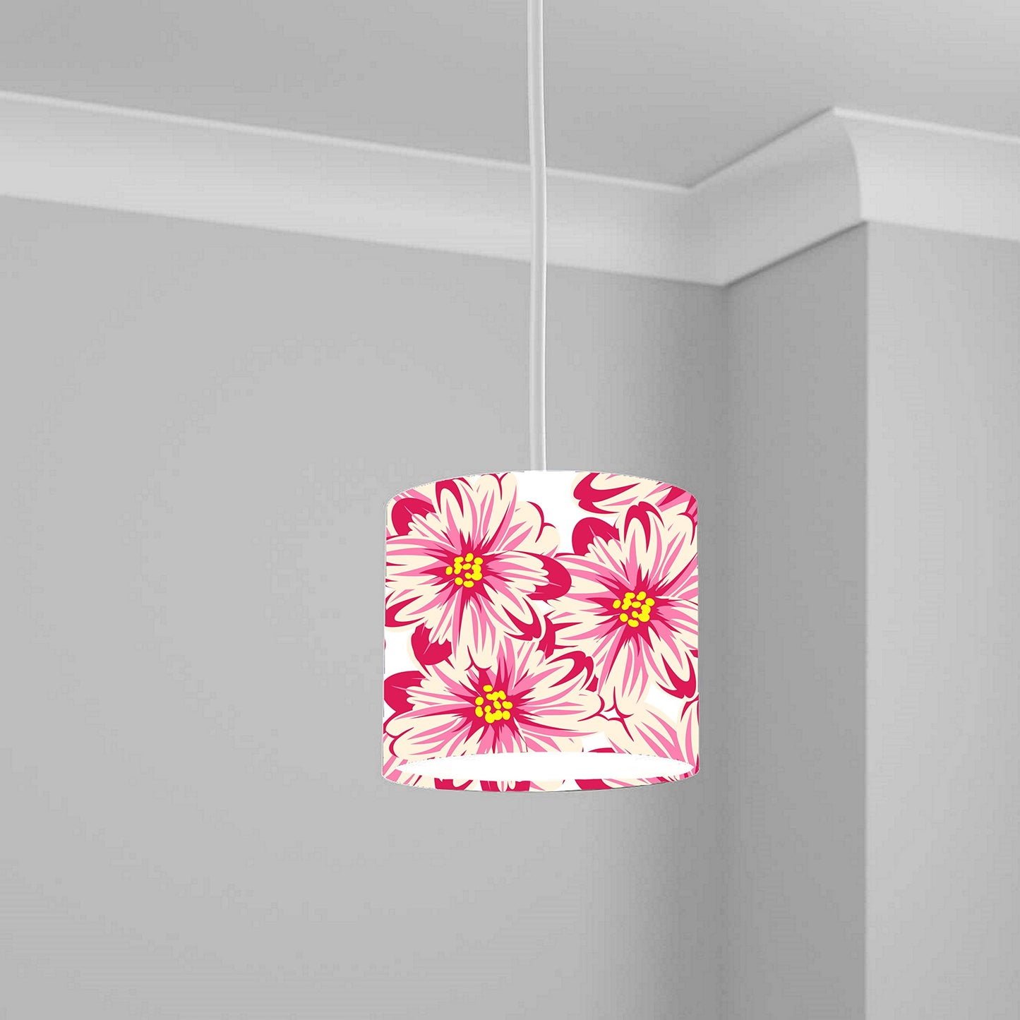 Pink Floral Pattern Ceiling Lampshade Lightshade for Nursery - 20cm x 18.5cm