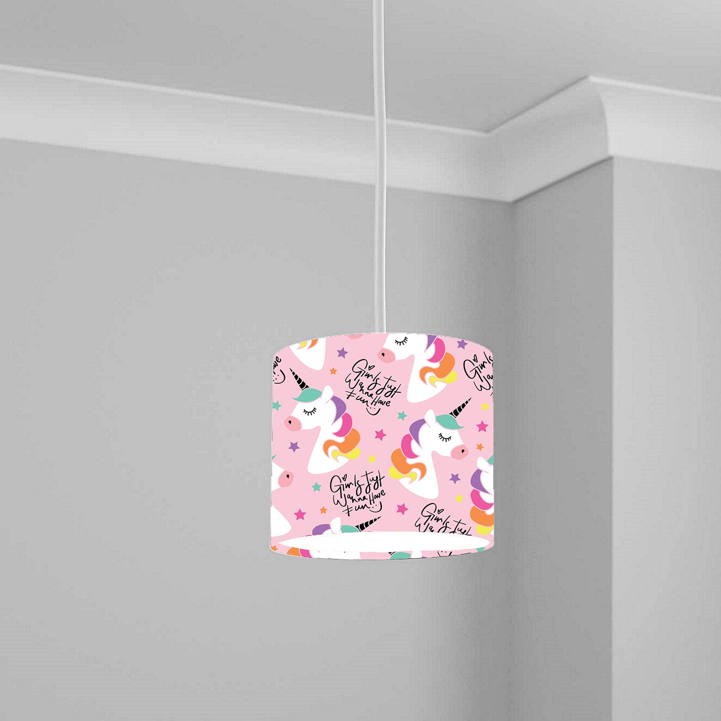 Pink Unicorn Fantasy Ceiling Lampshade Lightshade for Kids' Room - 20cm x 18.5cm
