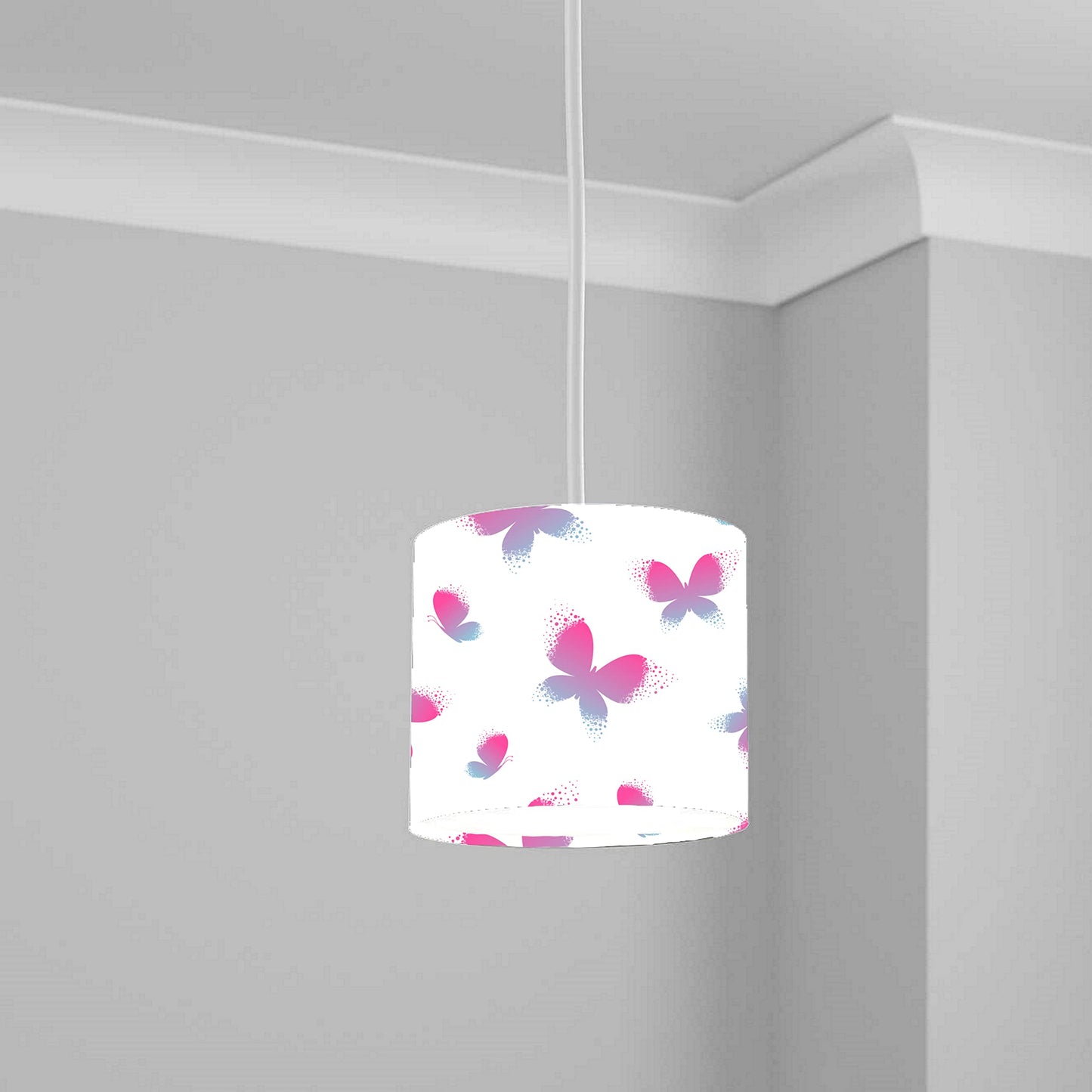 Pink Butterfly Pattern Ceiling Lampshade Lightshade for Nursery - 20cm x 18.5cm
