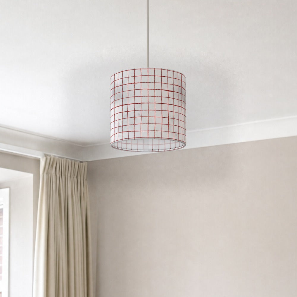 Red Grid Pattern lampshade