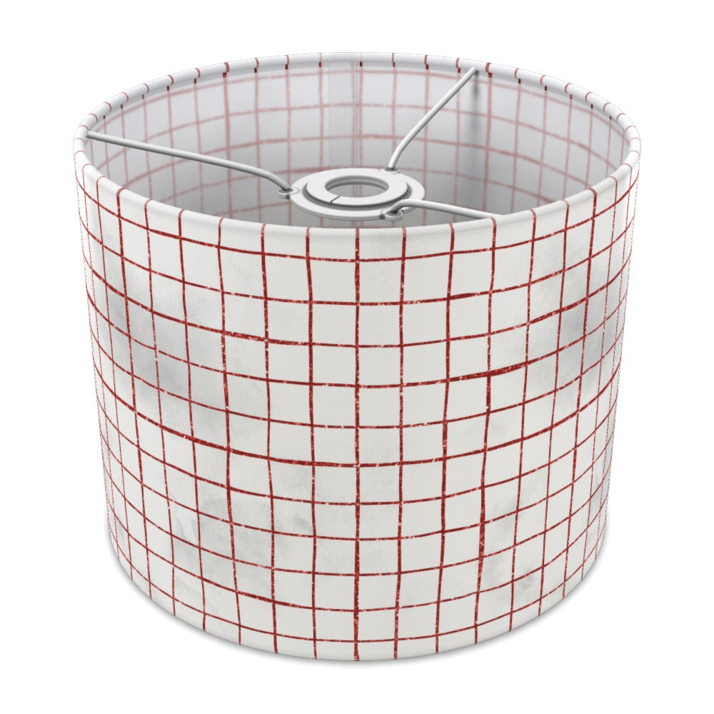 Red Grid Pattern lampshade - 25cm Ceiling