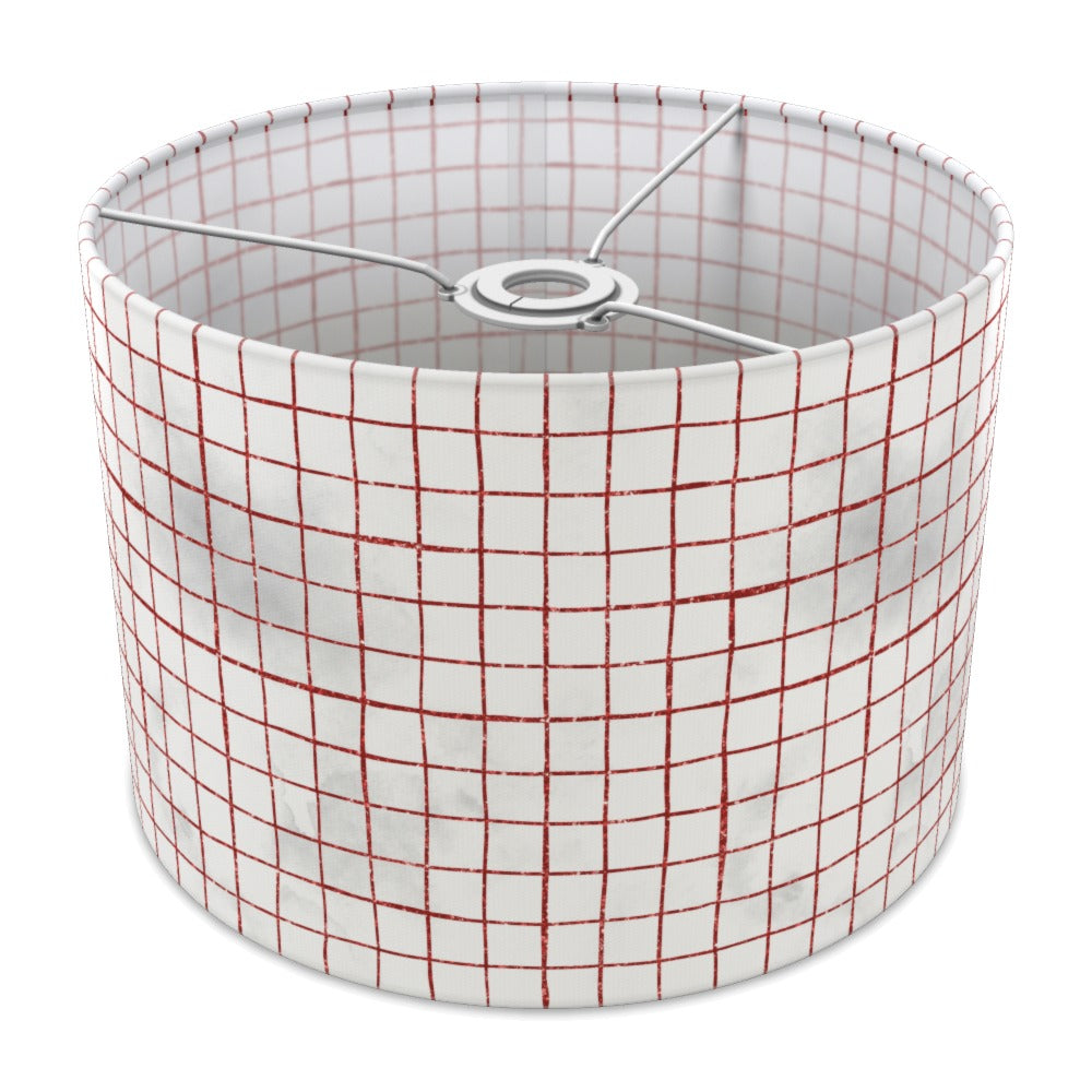 Red Grid Pattern lampshade - 30cm Ceiling