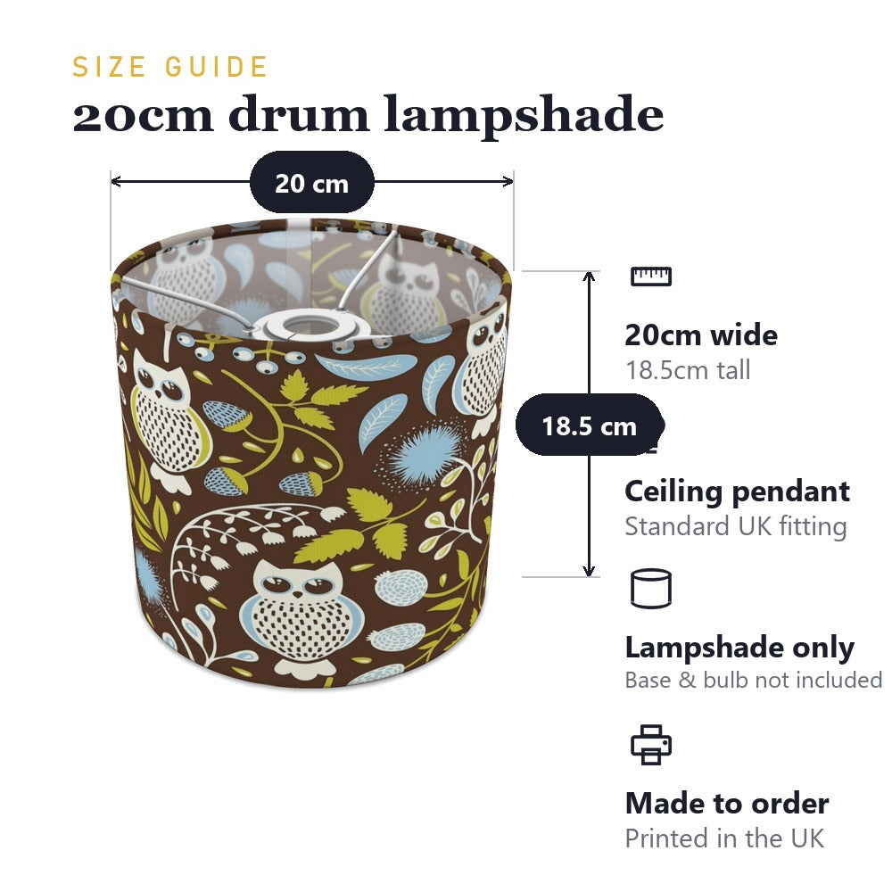 Charming Owl and Leaf Pattern lampshade
