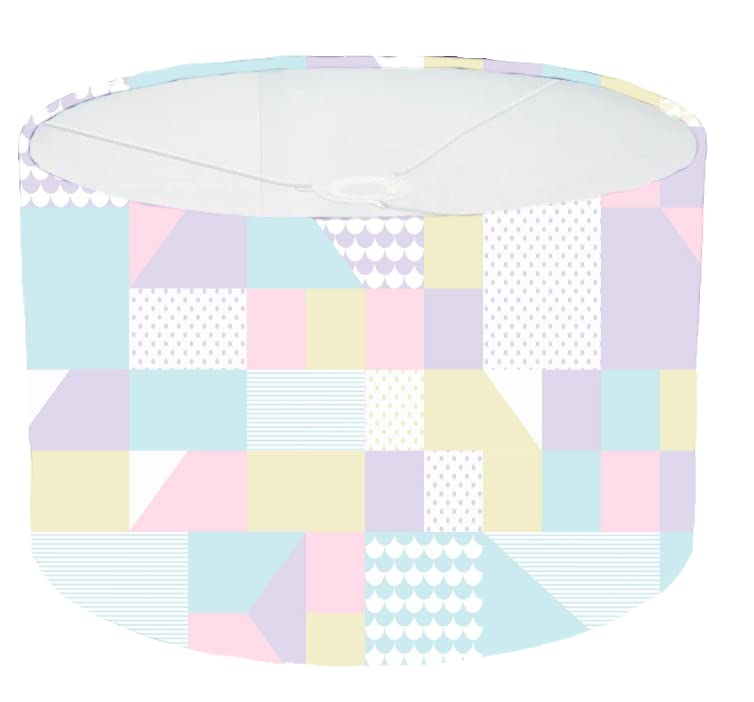 Pastel Geometric Block Pattern Ceiling Lampshade Lightshade for Room - 20cm x 18.5cm