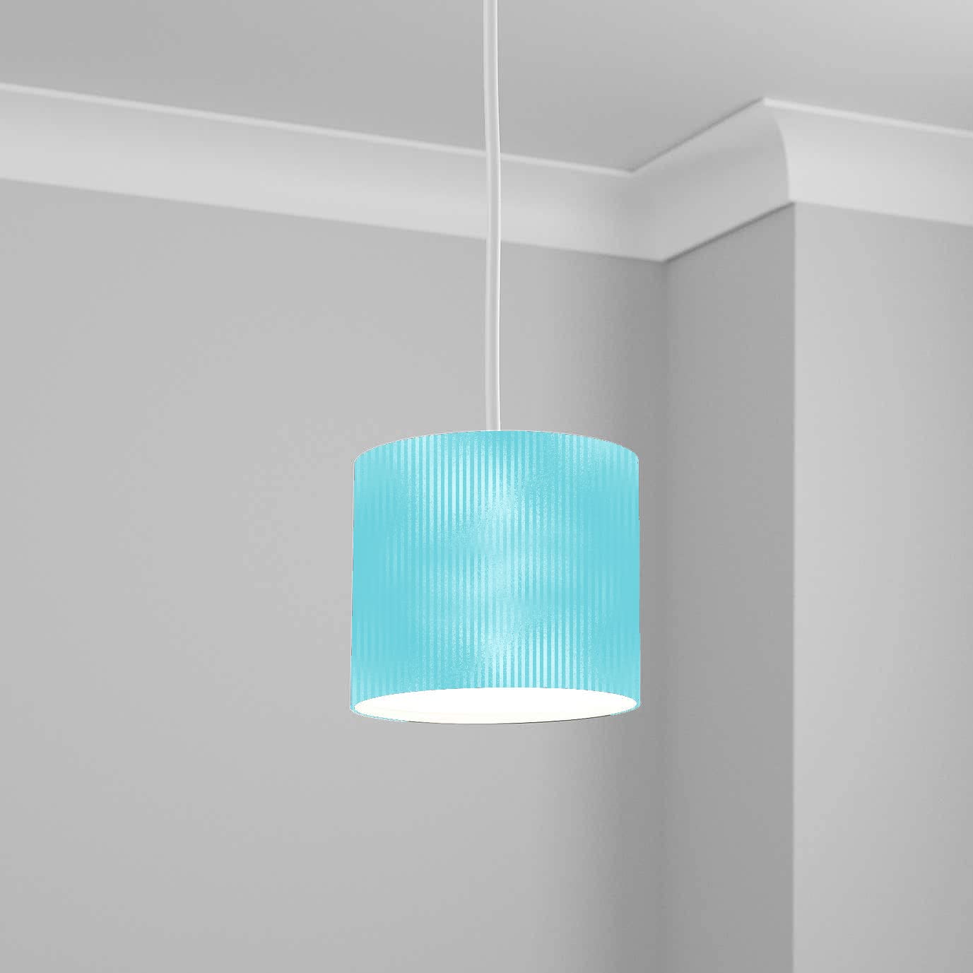 Sky Blue Textured Pattern Ceiling Lampshade Lightshade for Room - 20cm x 18.5cm