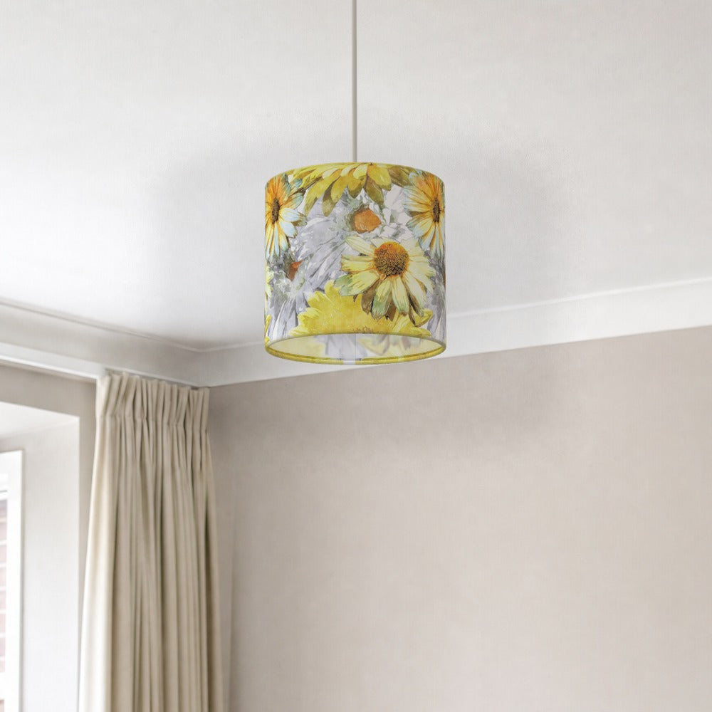 Yellow Floral Watercolor lampshade