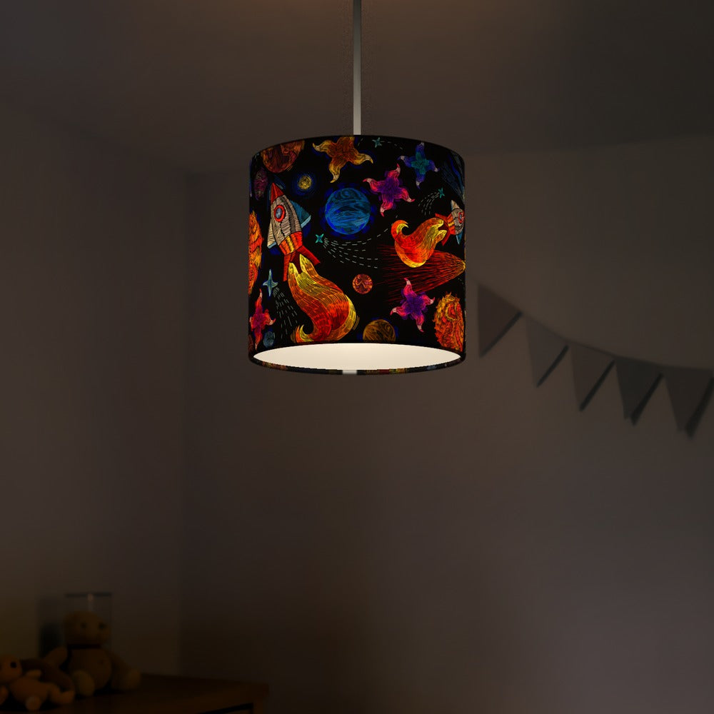 Colorful Space Rocket and Planets lampshade