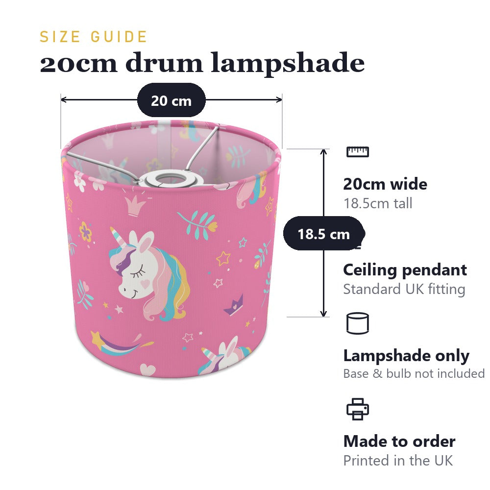 Pink Unicorn and Flowers lampshade