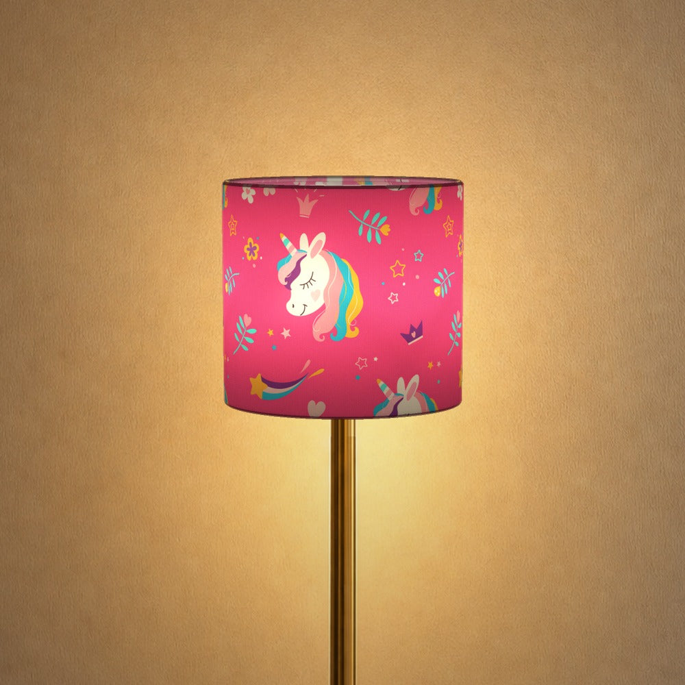 Pink Unicorn and Flowers lampshade