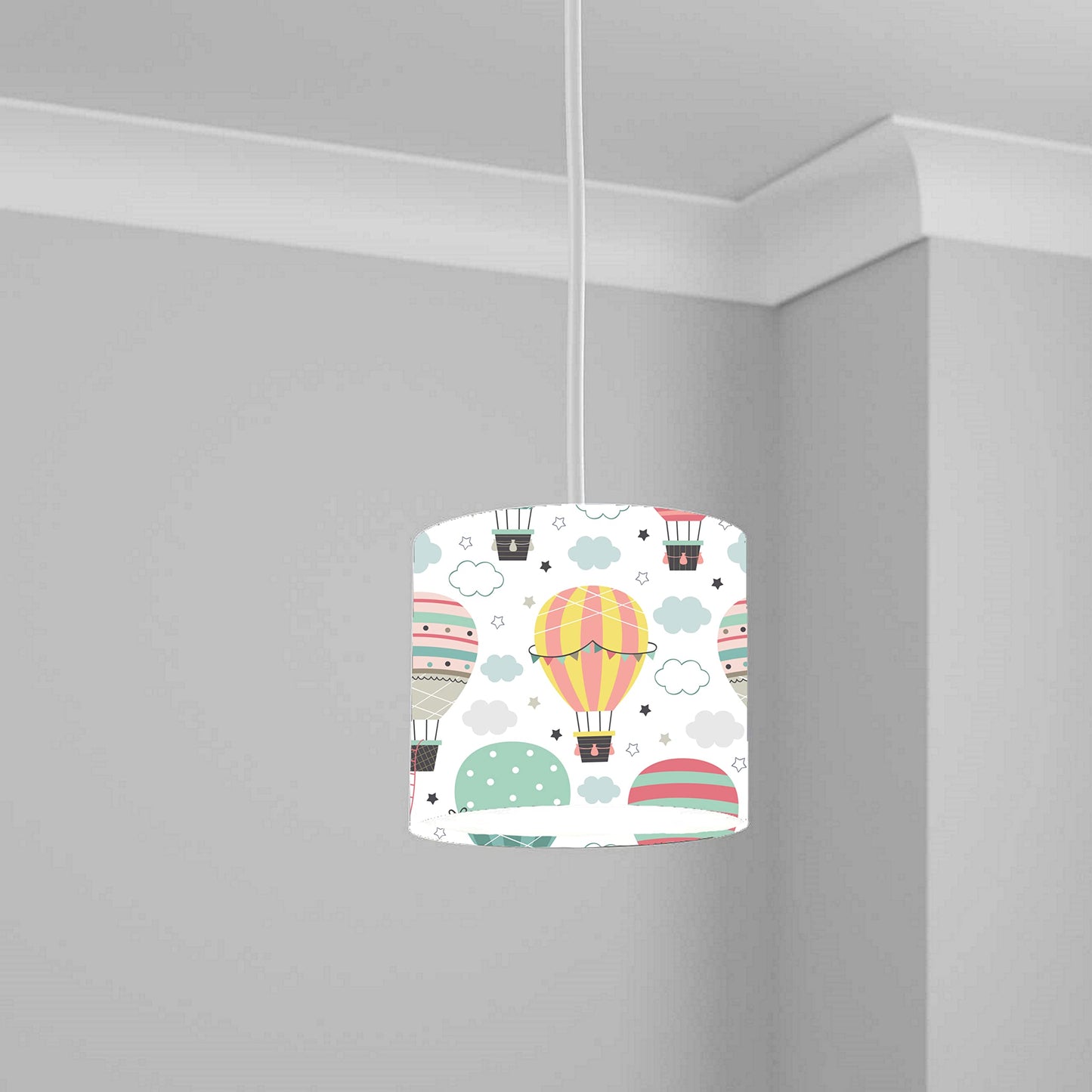 Colorful Hot Air Balloon Ceiling Lampshade Lightshade for Nursery - 20cm x 18.5cm