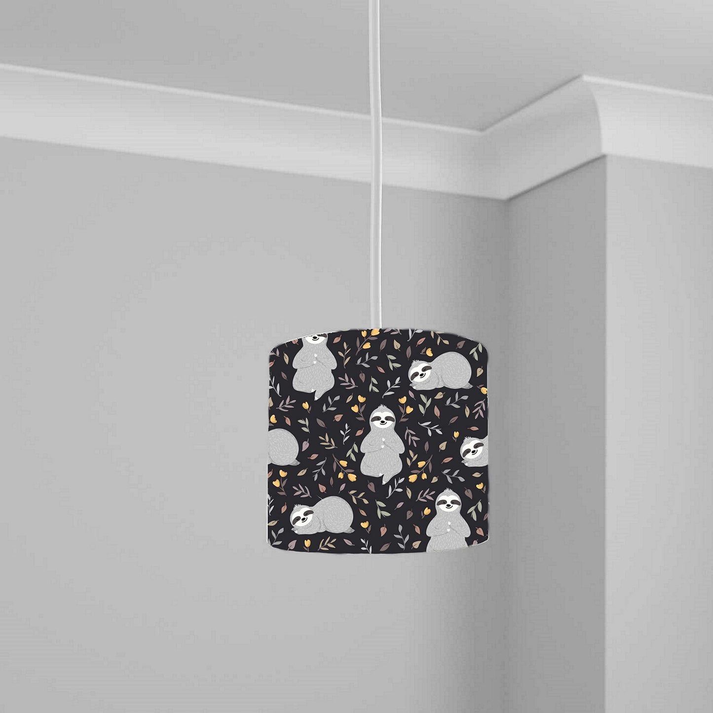 Black Sloth Jungle Animal Pattern Ceiling Lampshade Lightshade for Nursery - 20cm x 18.5cm