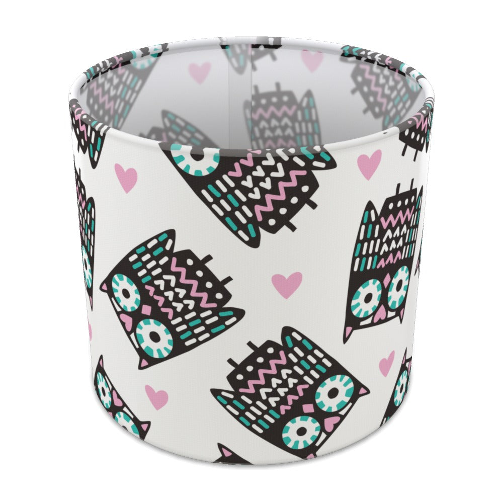 Pink and Teal Owl Heart Pattern lampshade - 20cm Table
