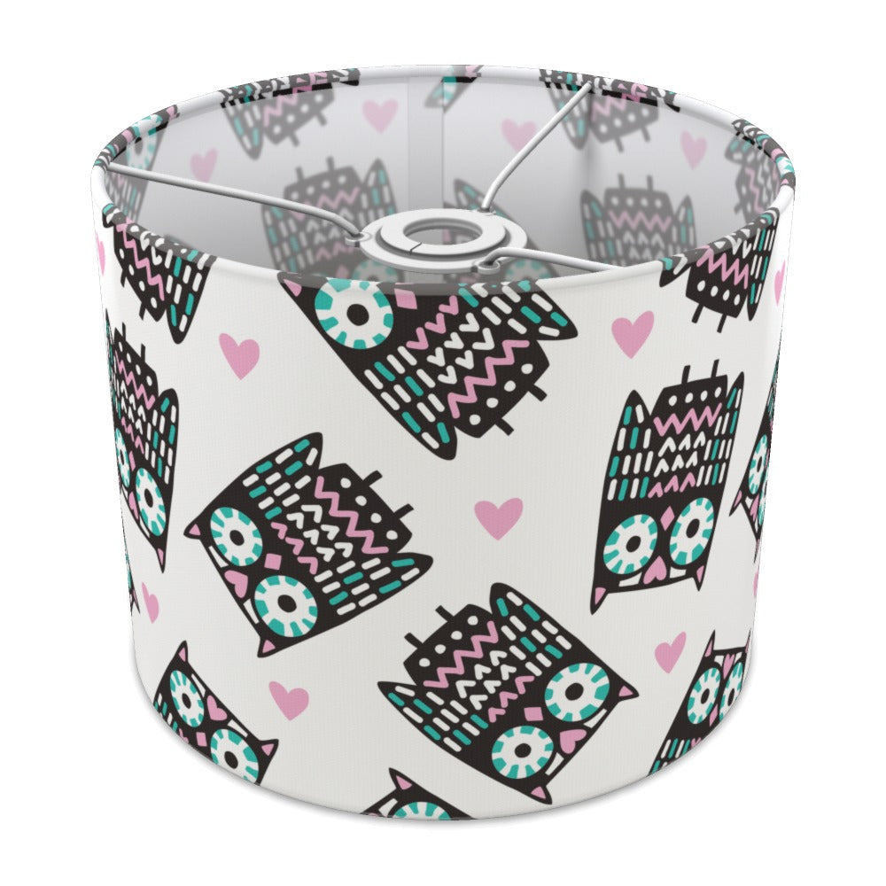 Pink and Teal Owl Heart Pattern lampshade - 25cm Ceiling