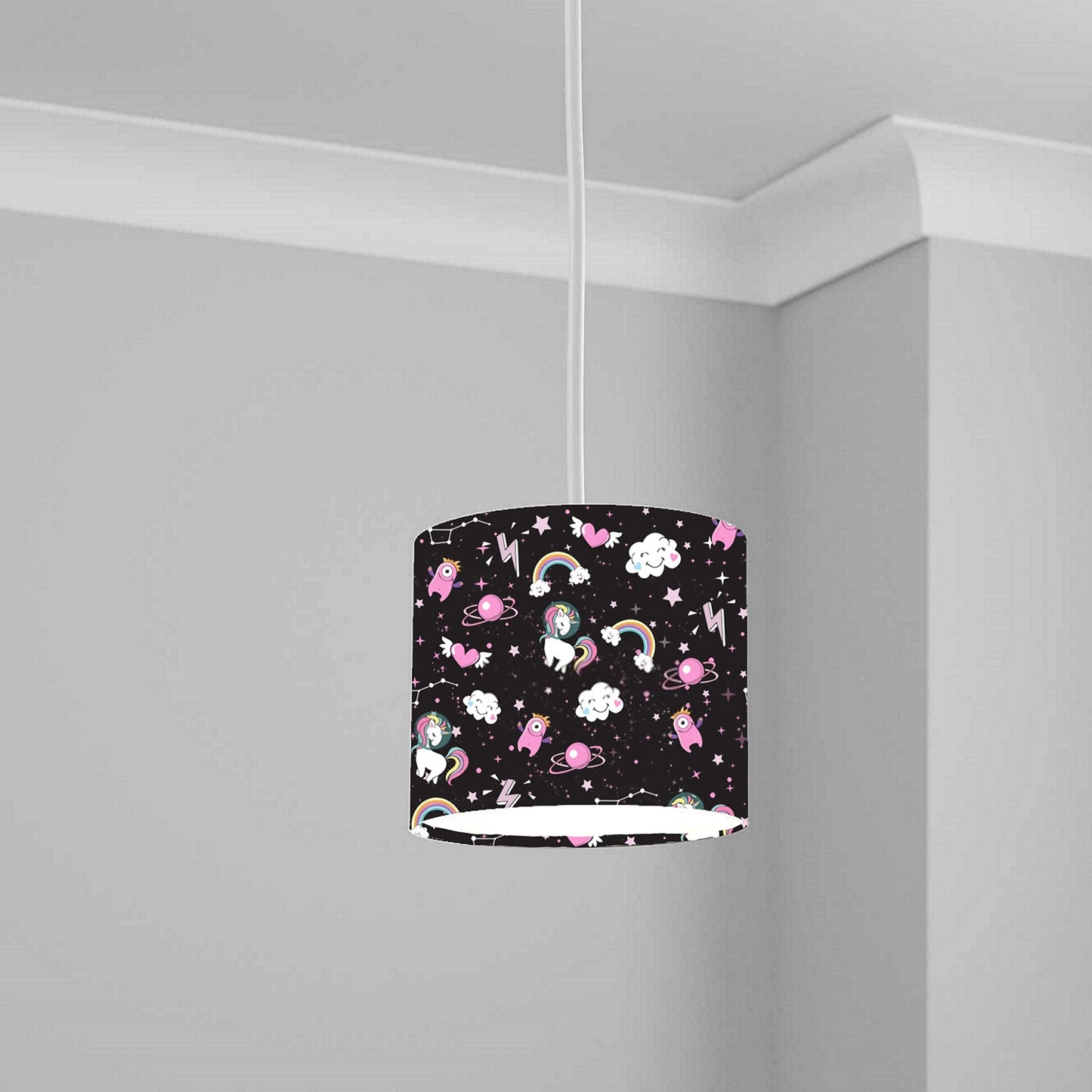 Pastel Unicorn and Stars Ceiling Lampshade Lightshade for Nursery - 20cm x 18.5cm