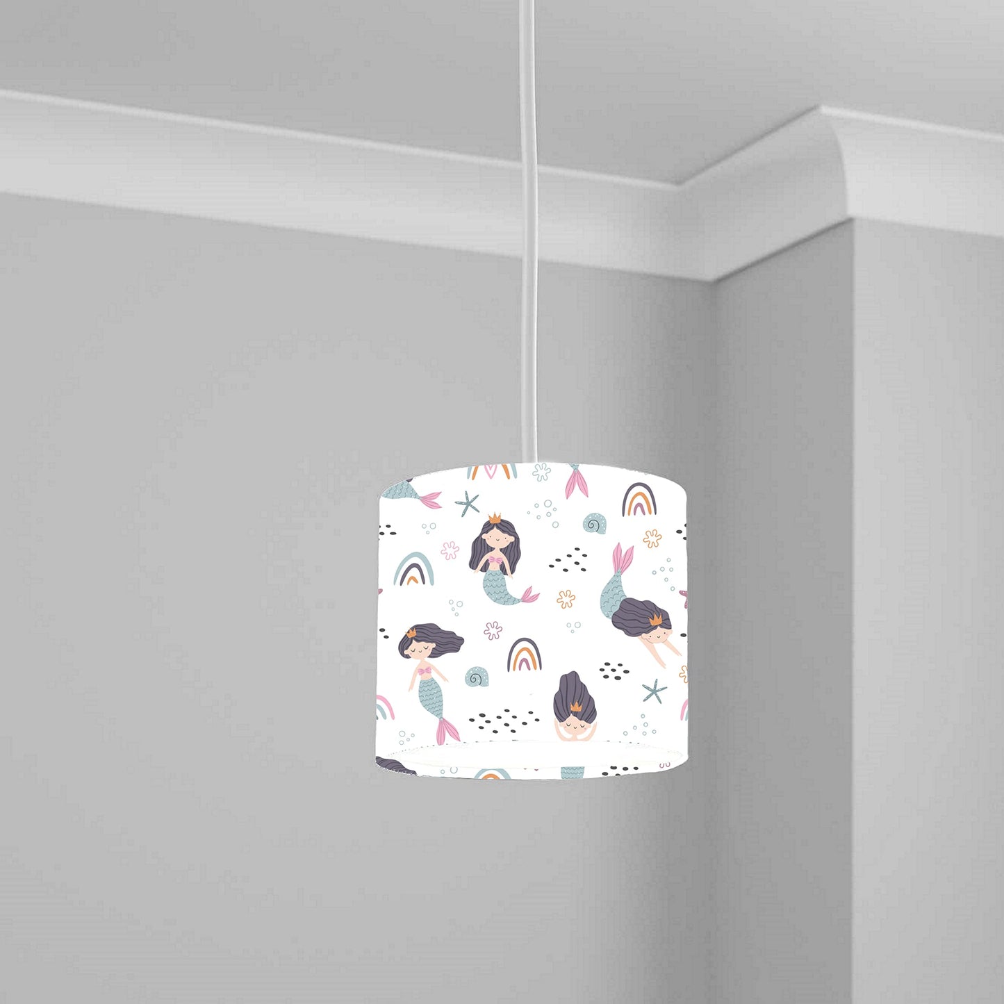 Pink Mermaid Rainbow Ceiling Lampshade Lightshade for Nursery - 20cm x 18.5cm