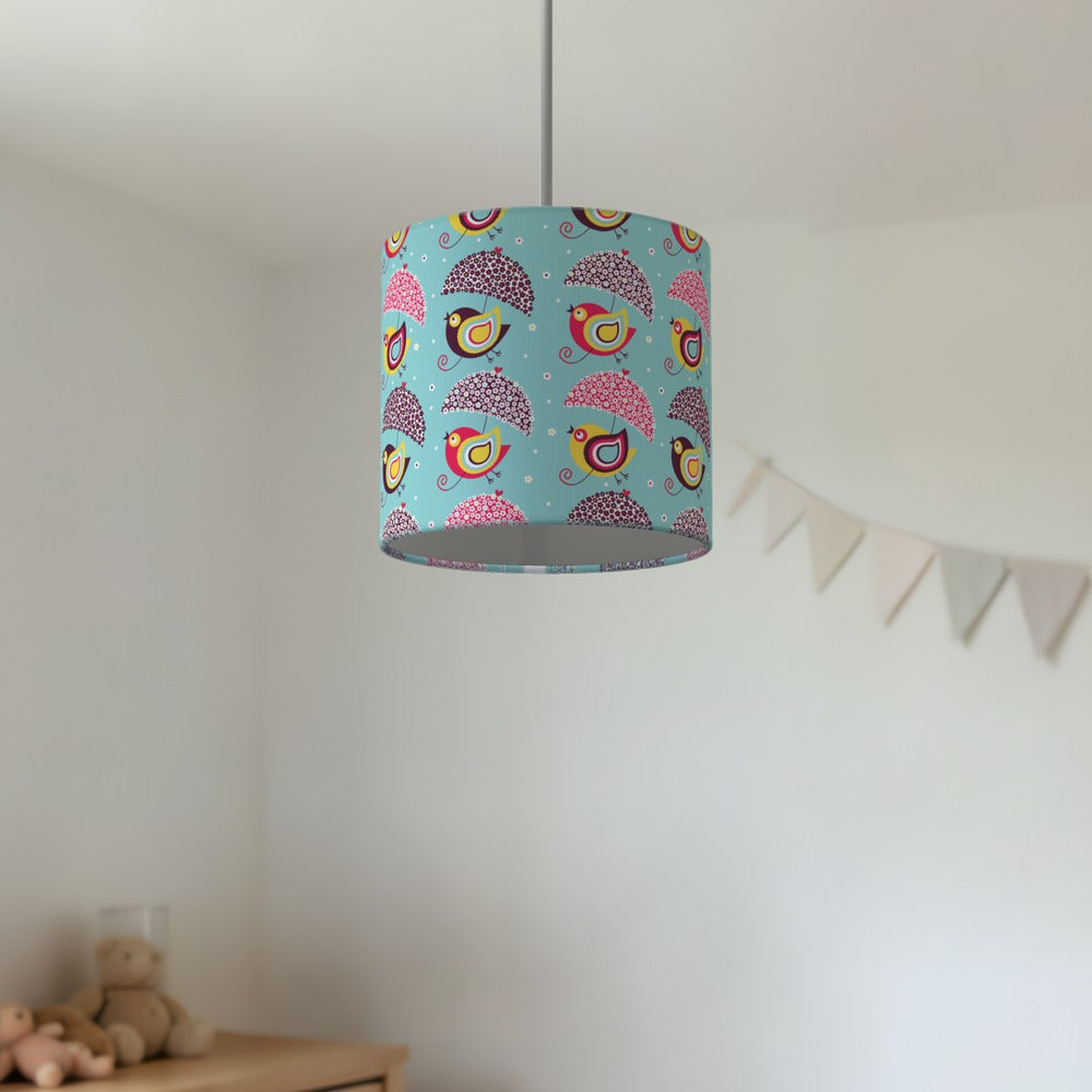 Colorful Bird and Umbrella Pattern lampshade