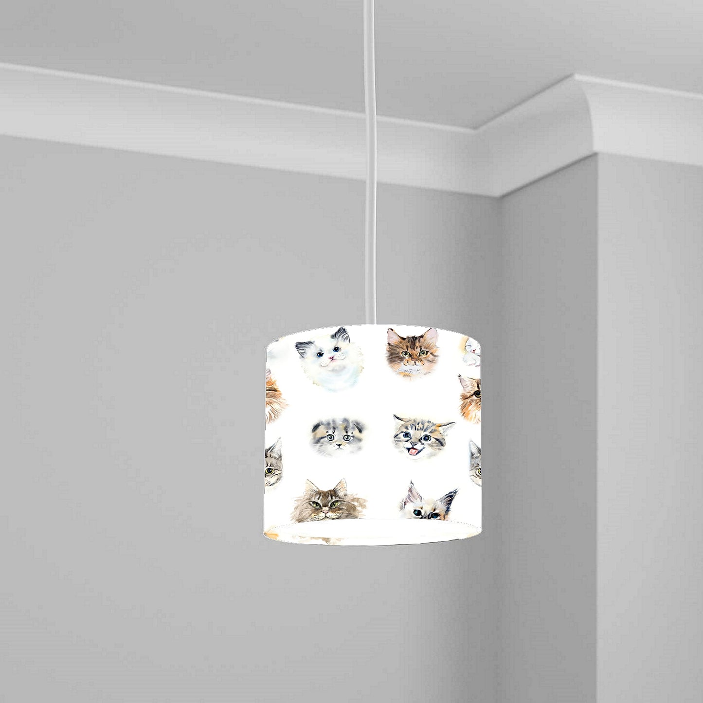 Cute Kitten Faces Ceiling Lampshade Lightshade for Nursery - 20cm x 18.5cm